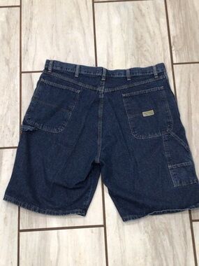 Vintage WRG Jeans Co Carpenter Shorts 38 Dark Wash Baggy Workwear 90s Y2K.